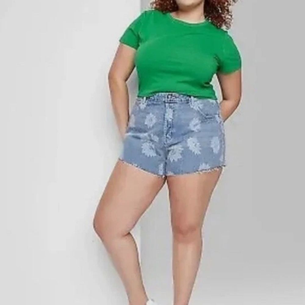 Wild Fable Women's Denim  High-Rise Cutoff Floral Print Shorts - NWT